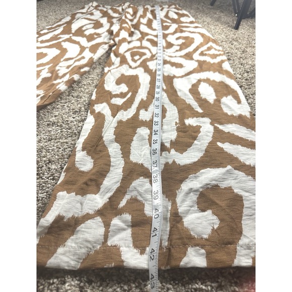 Spring‎ Fun Peach Women's Lightweight Brown & White Print Pants Size XL New - Picture 5 of 8